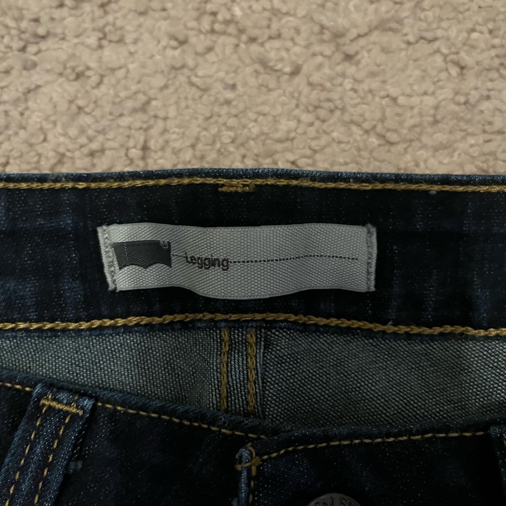 Dark blue jeans.